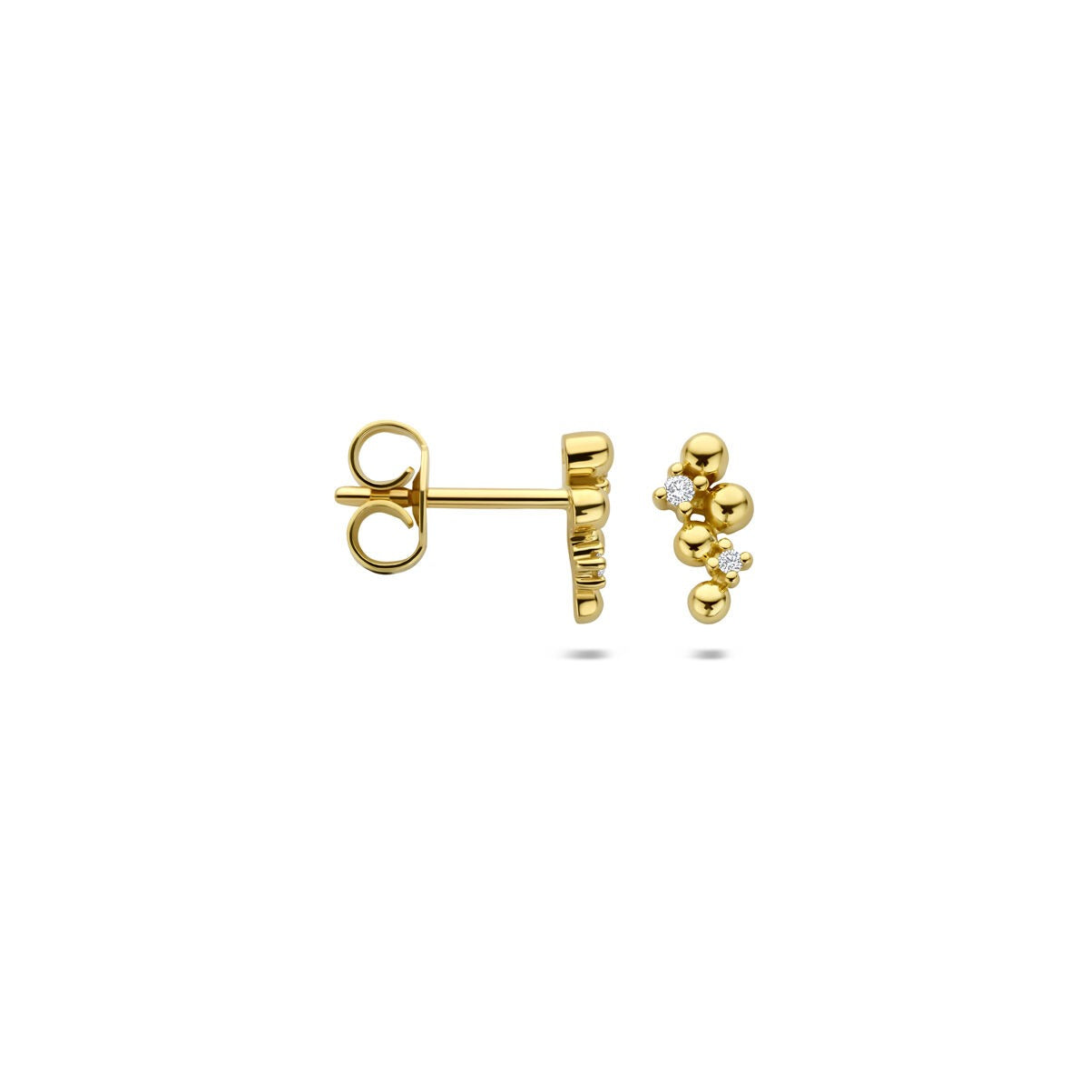 Orecchini a bottone in oro con diamante - oro giallo 14k