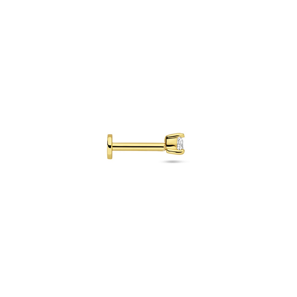 Piercing flat back in argento dorato a forma di cuoricino con zircone – argento 925