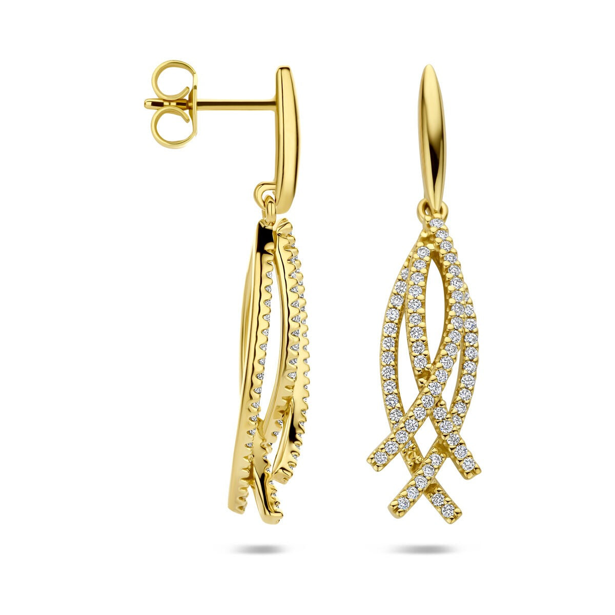 Orecchini pendenti in oro giallo 14k con diamante