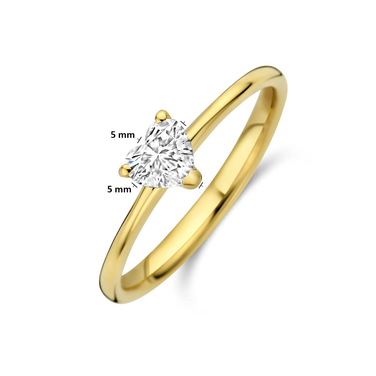 Anello in oro giallo 14k con diamante lab grown a cuore 0.30ct