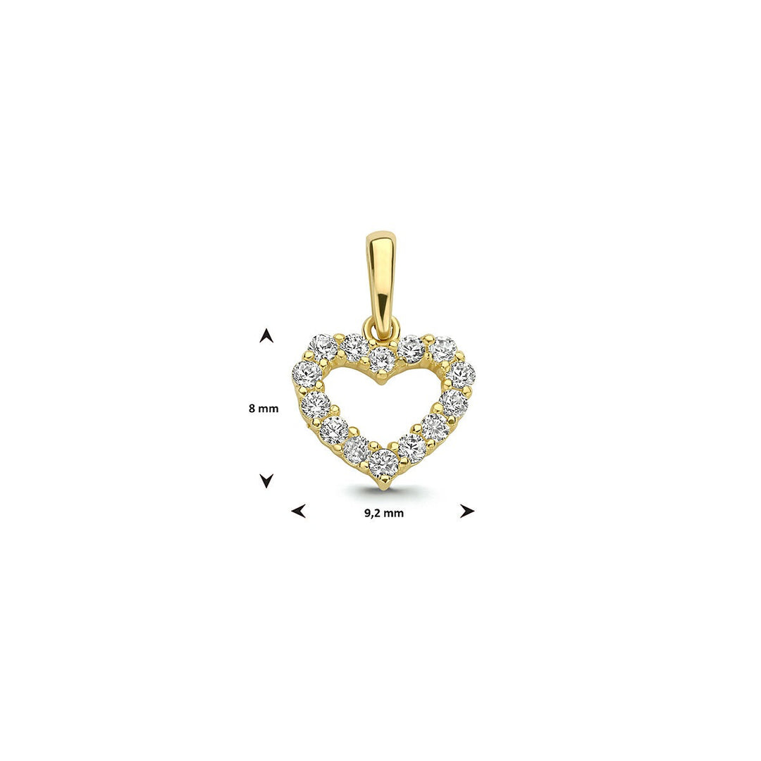 9k Geelgouden hanger met hart van zirkonia
