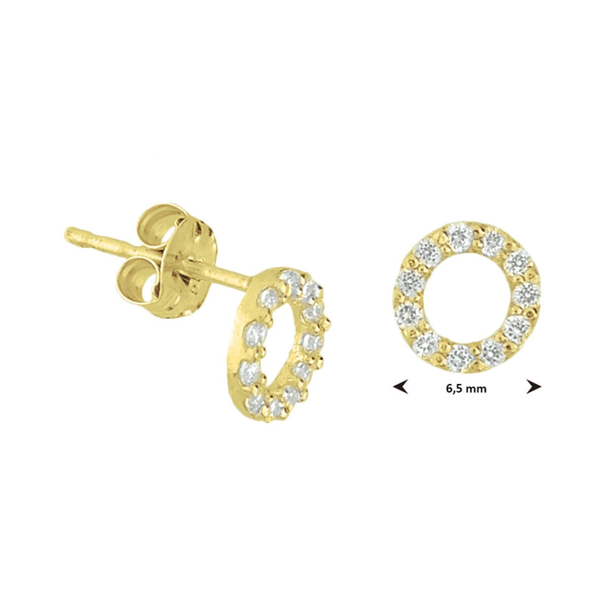 Orecchini a bottone in oro giallo 9k con zirconia