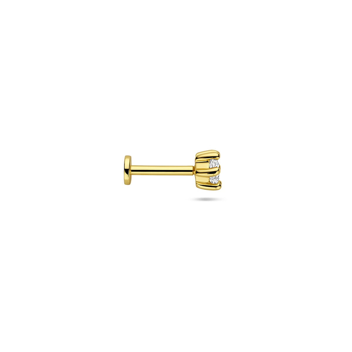 Piercing flat back in argento dorato con zircone 4 mm