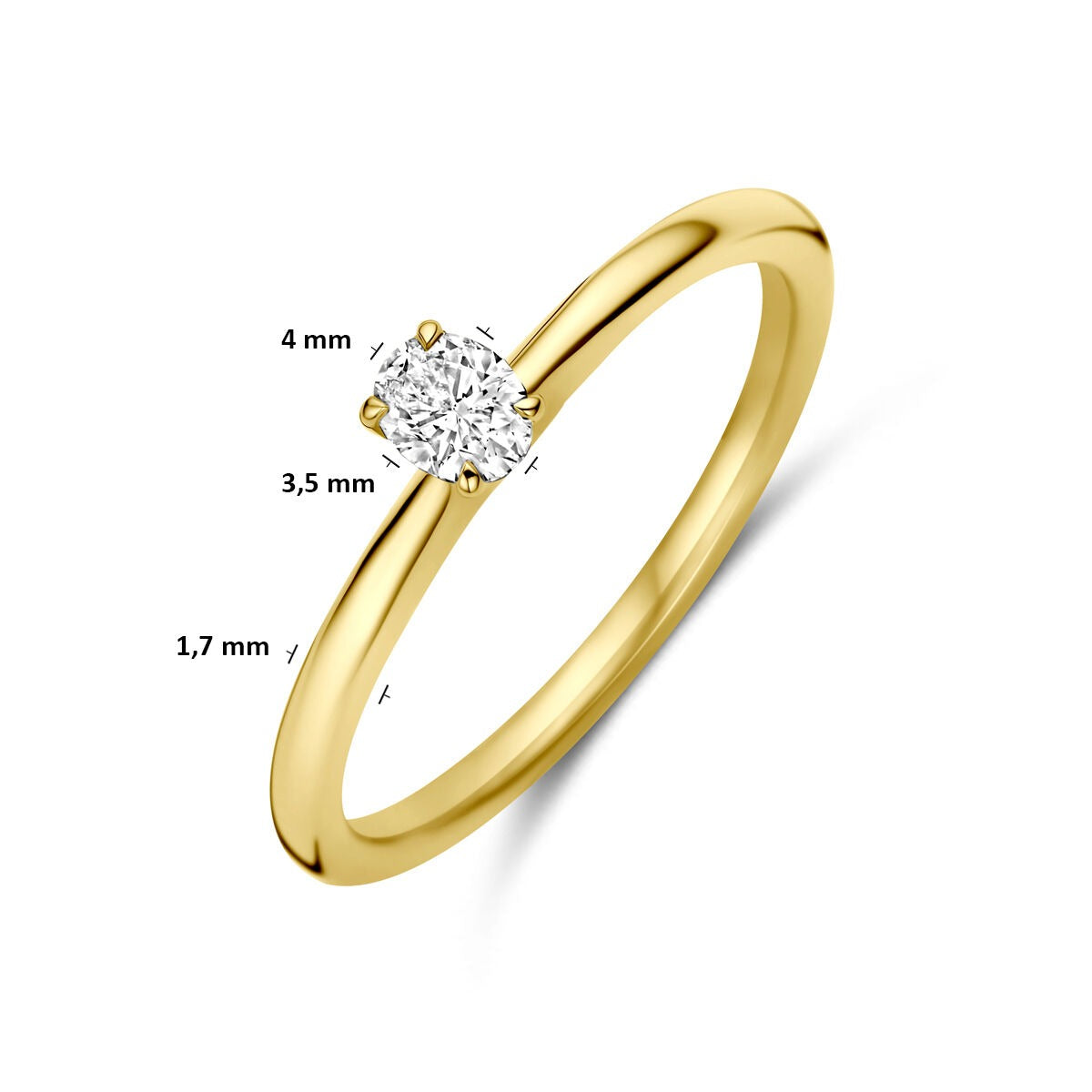 Anello in oro giallo 14k con diamante solitario 0,21 ct