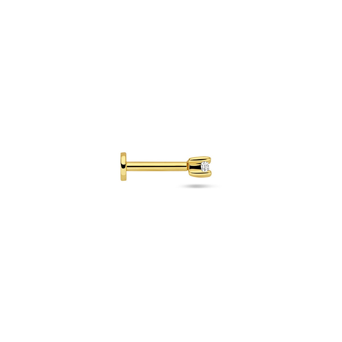 Piercing flat back in argento dorato con zircone taglio brillante