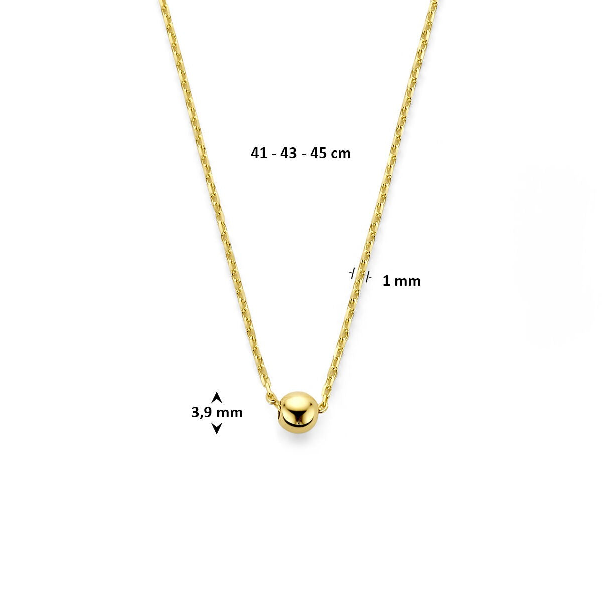 Collana da donna 9k color oro giallo con sfera