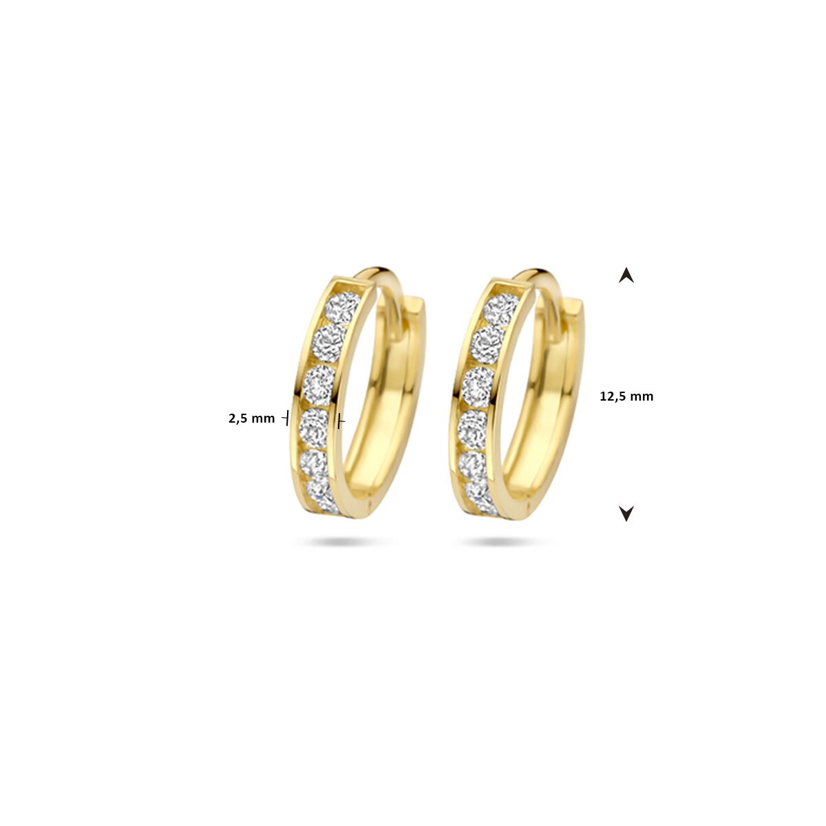 Orecchini a cerchio gialli con zircone – color oro giallo 9k