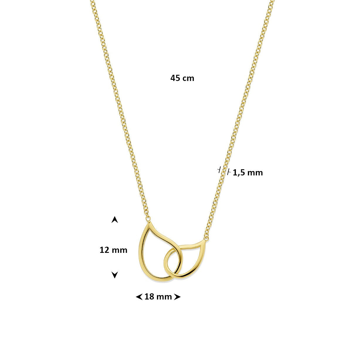 Collana da donna in oro con doppio ciondolo a goccia – oro giallo 14k