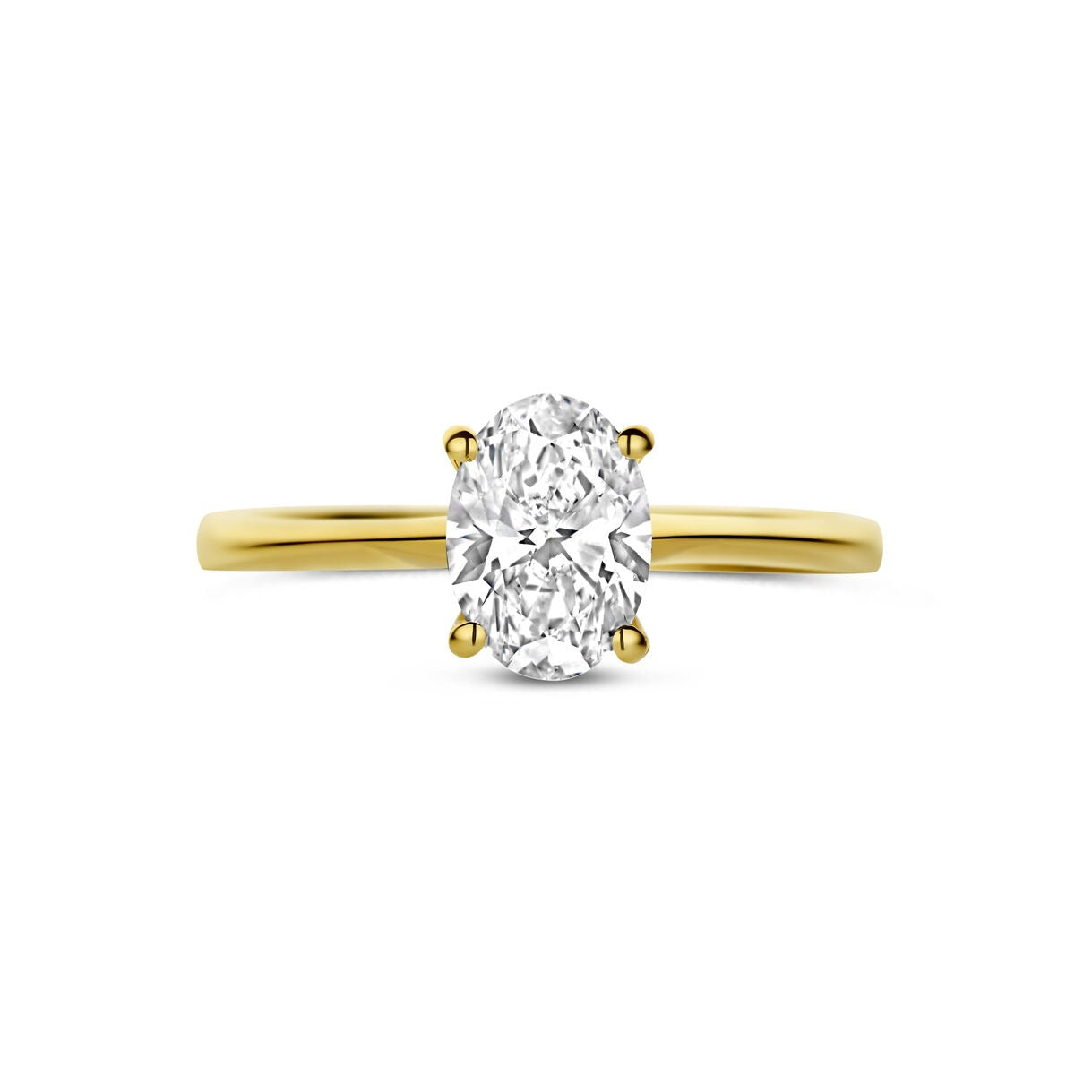 Anello da donna in oro giallo 14k con diamante lab grown