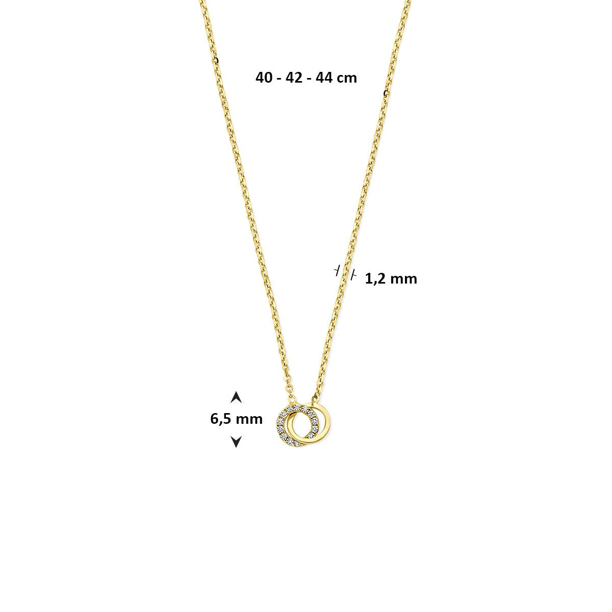 Collana da donna in oro giallo 14k con zirconi