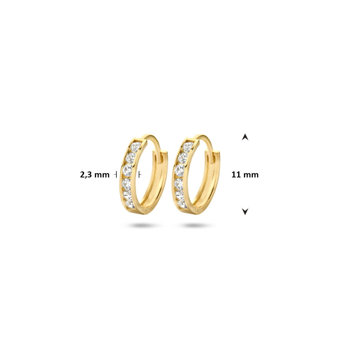 Orecchini a clip in oro giallo 14k con fila di zirconie – donna