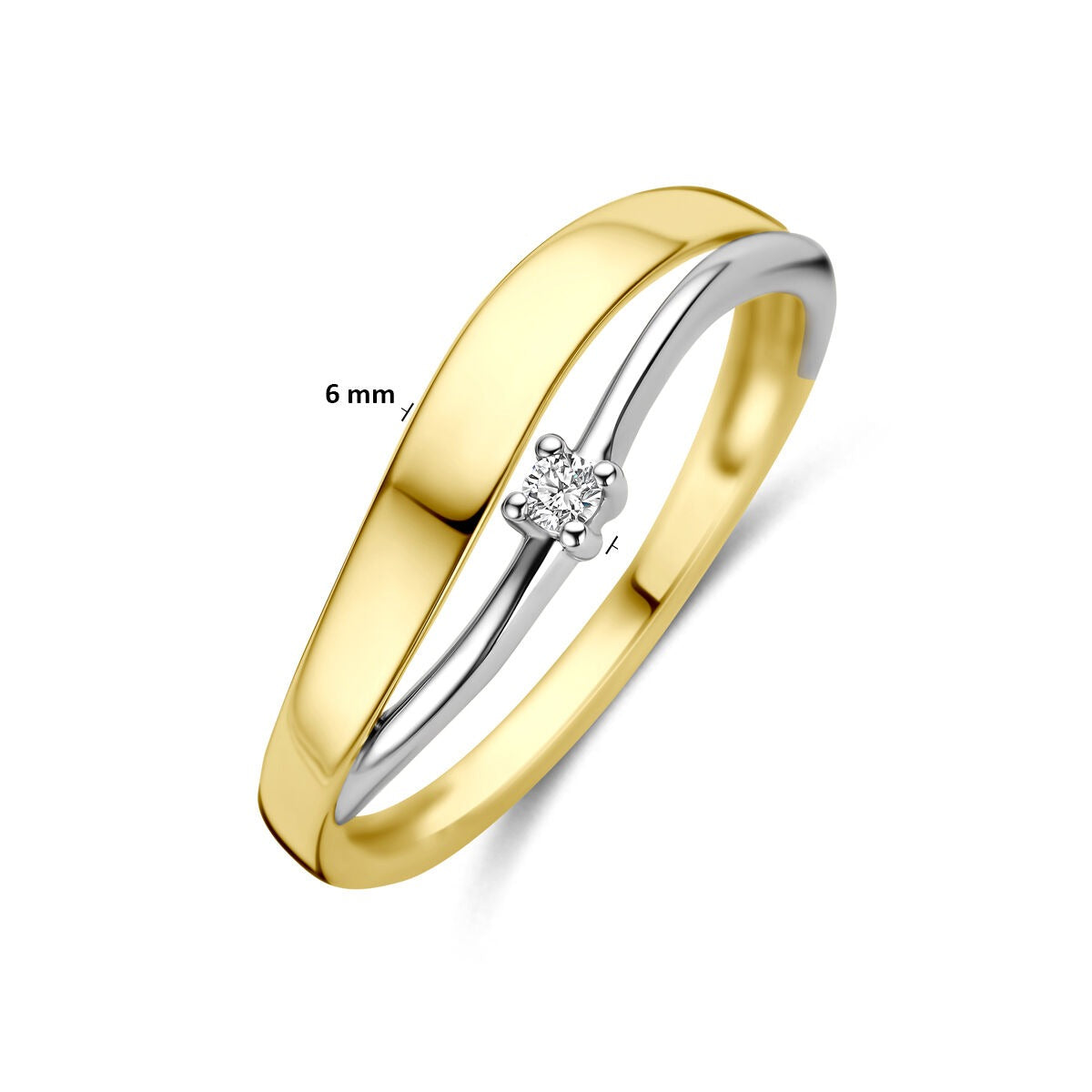 anello bicolore oro giallo e oro bianco 14K con diamante