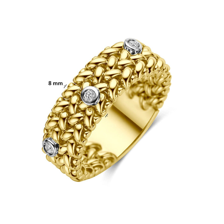 14k bicolor geel- en witgouden ring met diamant