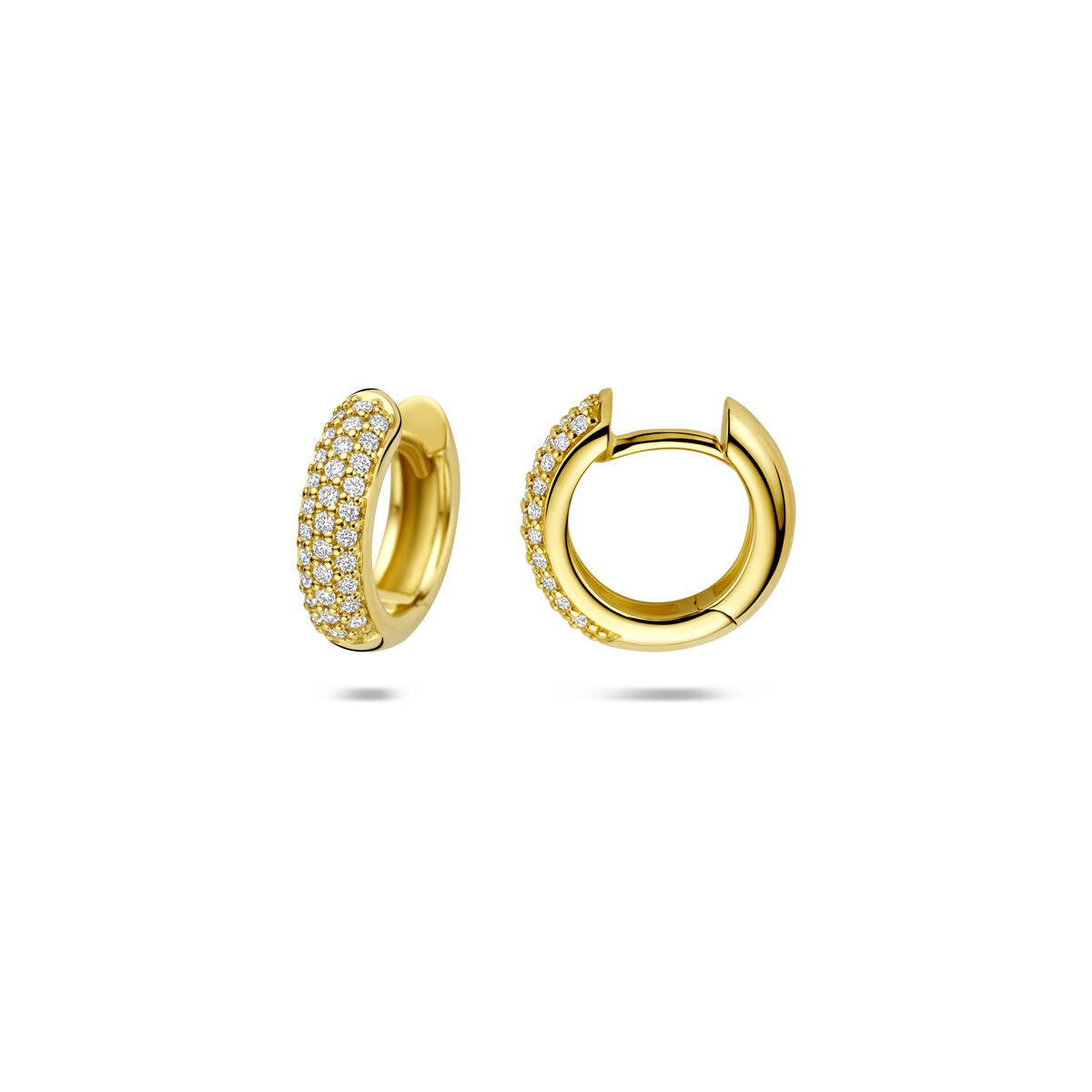 Orecchini a cerchio in oro giallo 14k con diamante