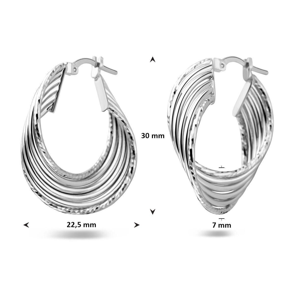 Orecchini a cerchio ovali in argento – argento 925 rodiato