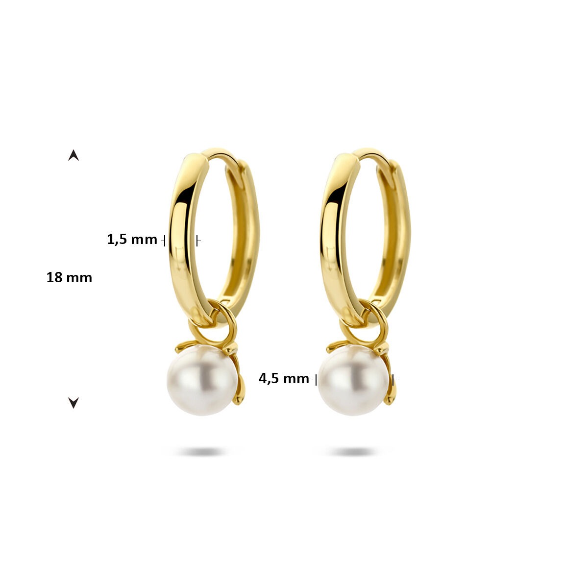 Orecchini a cerchio in oro giallo 14k con perle