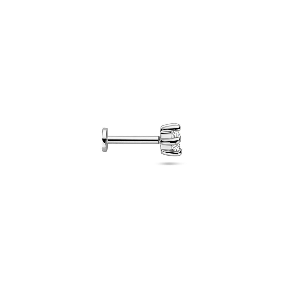 Piercing flat back in argento rodiato con zircone 4 mm