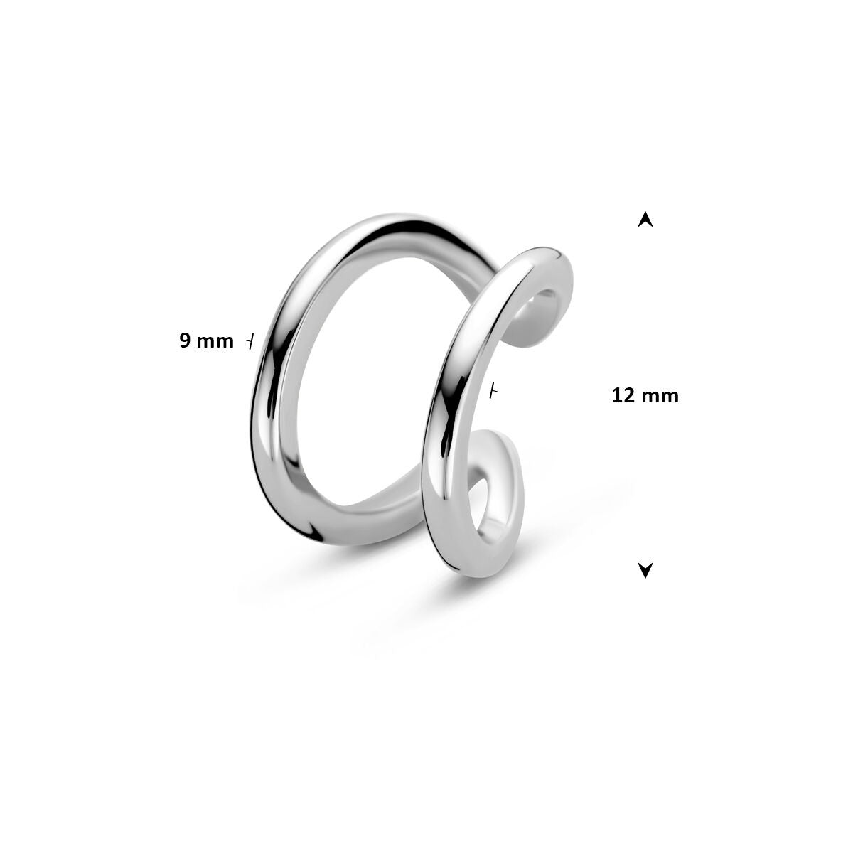 Ear cuff in argento rodiato da donna