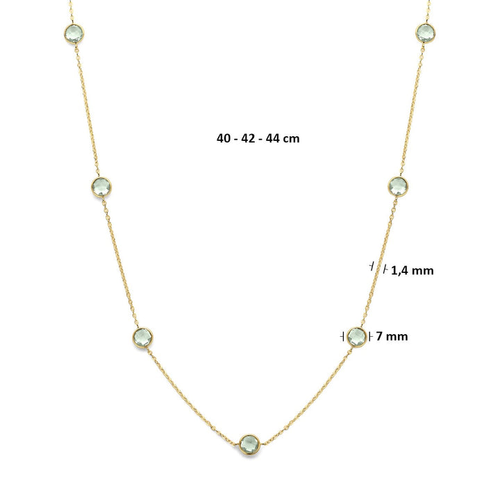 14k Geelgouden collier met groene amethist