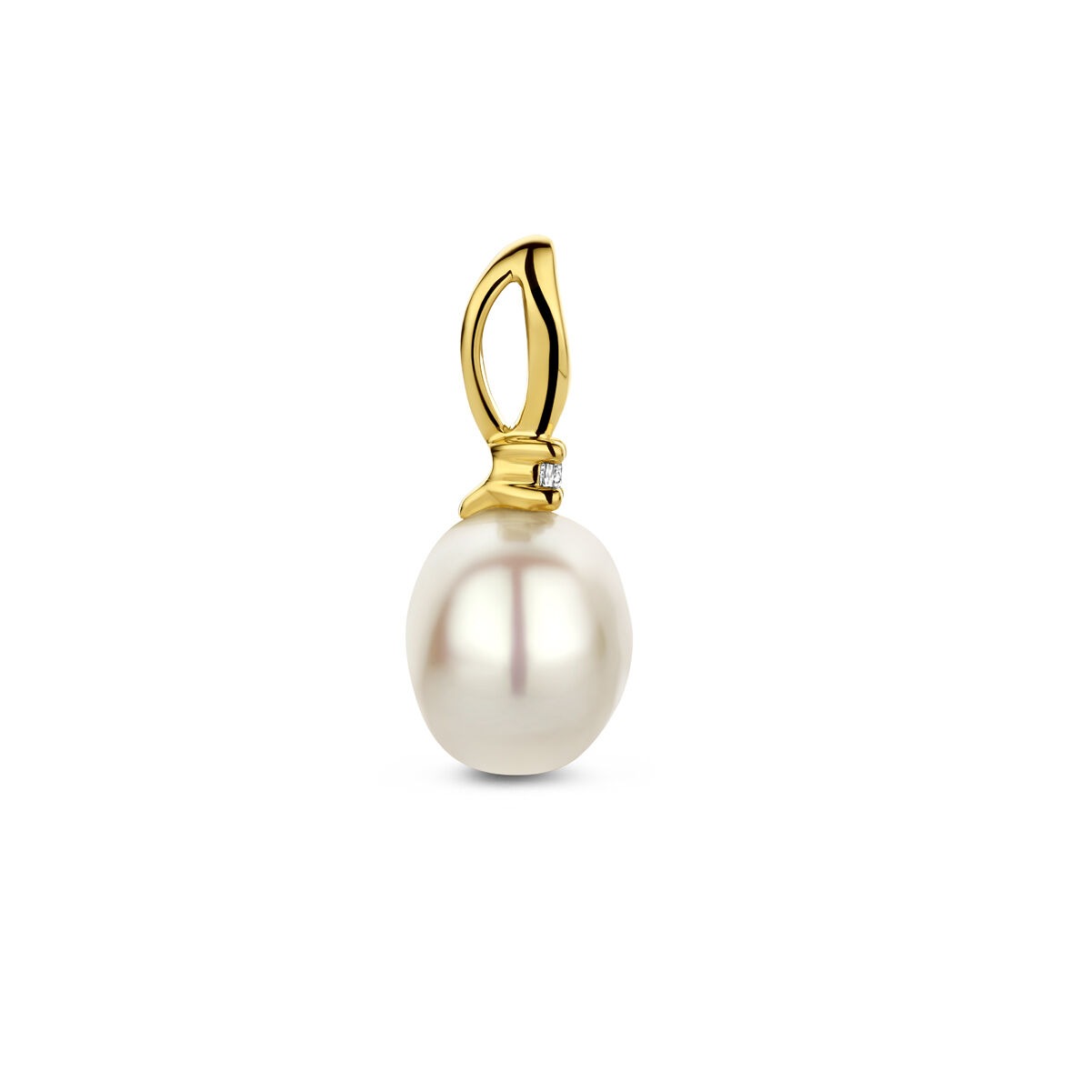 Ciondolo in oro con diamante e perla – oro giallo 14k