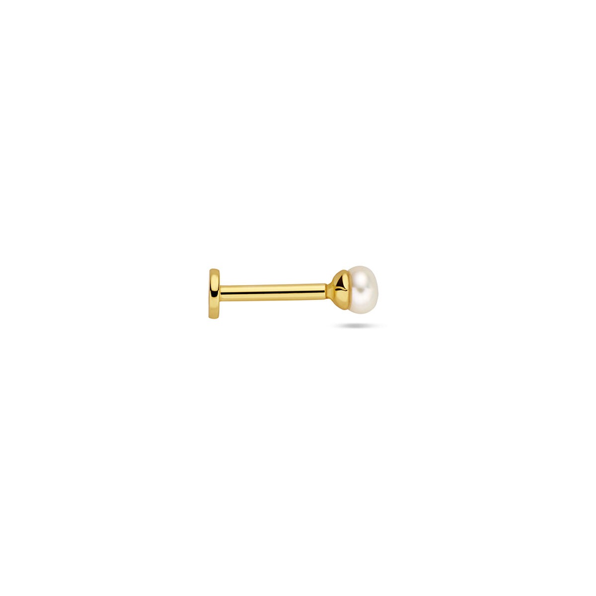 Piercing flat back in argento dorato con perla d'acqua dolce