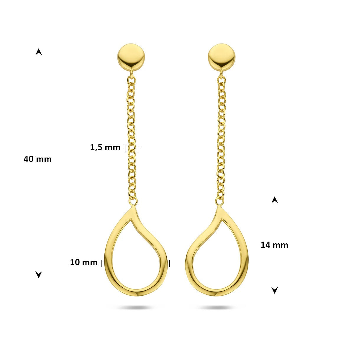 Orecchini pendenti in oro a forma di goccia – oro giallo 14k