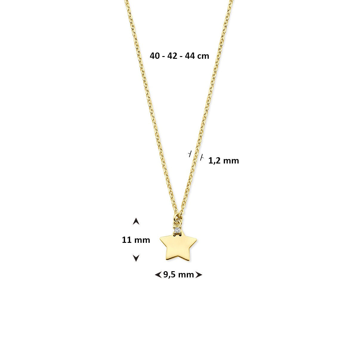 Collana in oro giallo 14k con stella e zircone