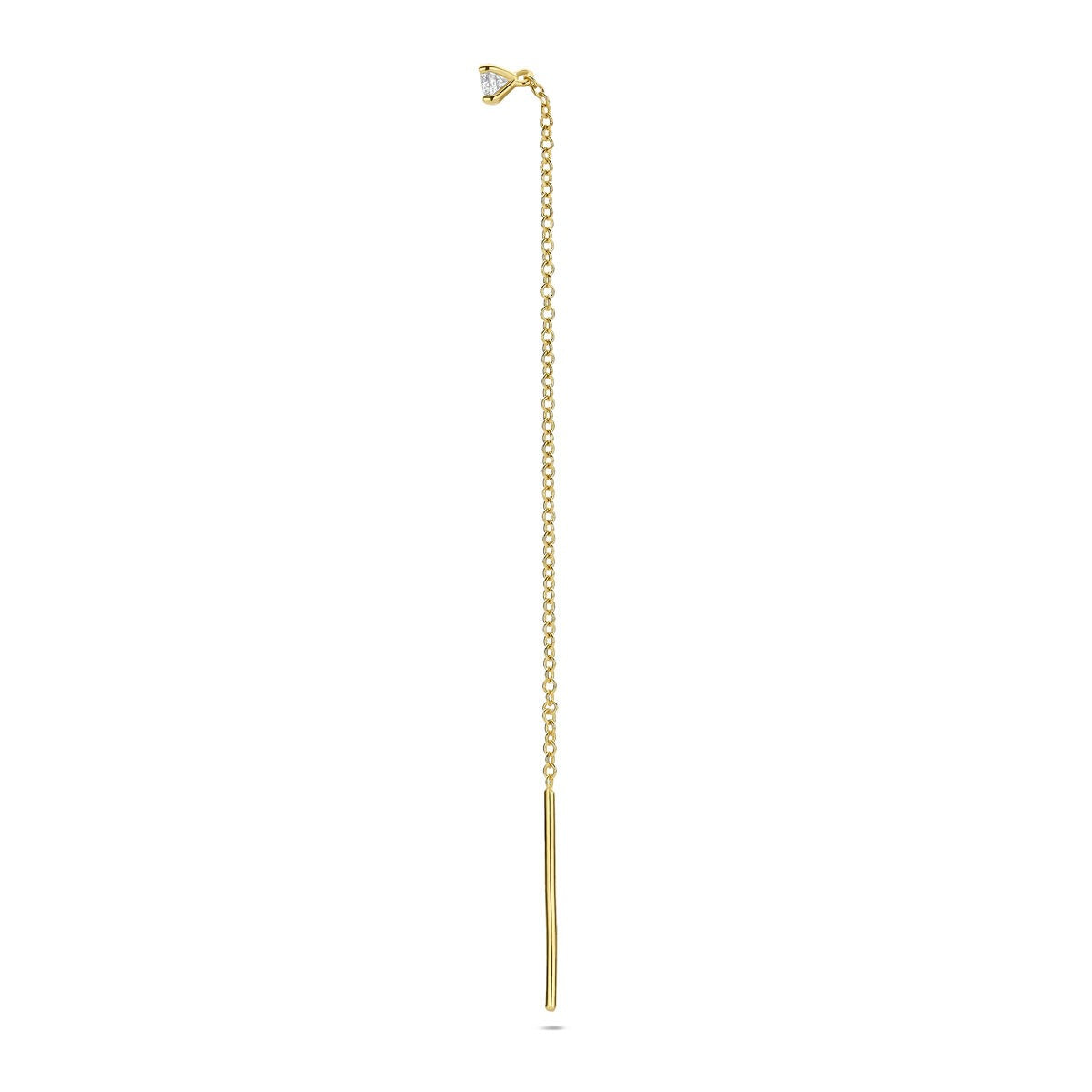 Orecchino a catenella in oro giallo 14k con diamante - al pezzo