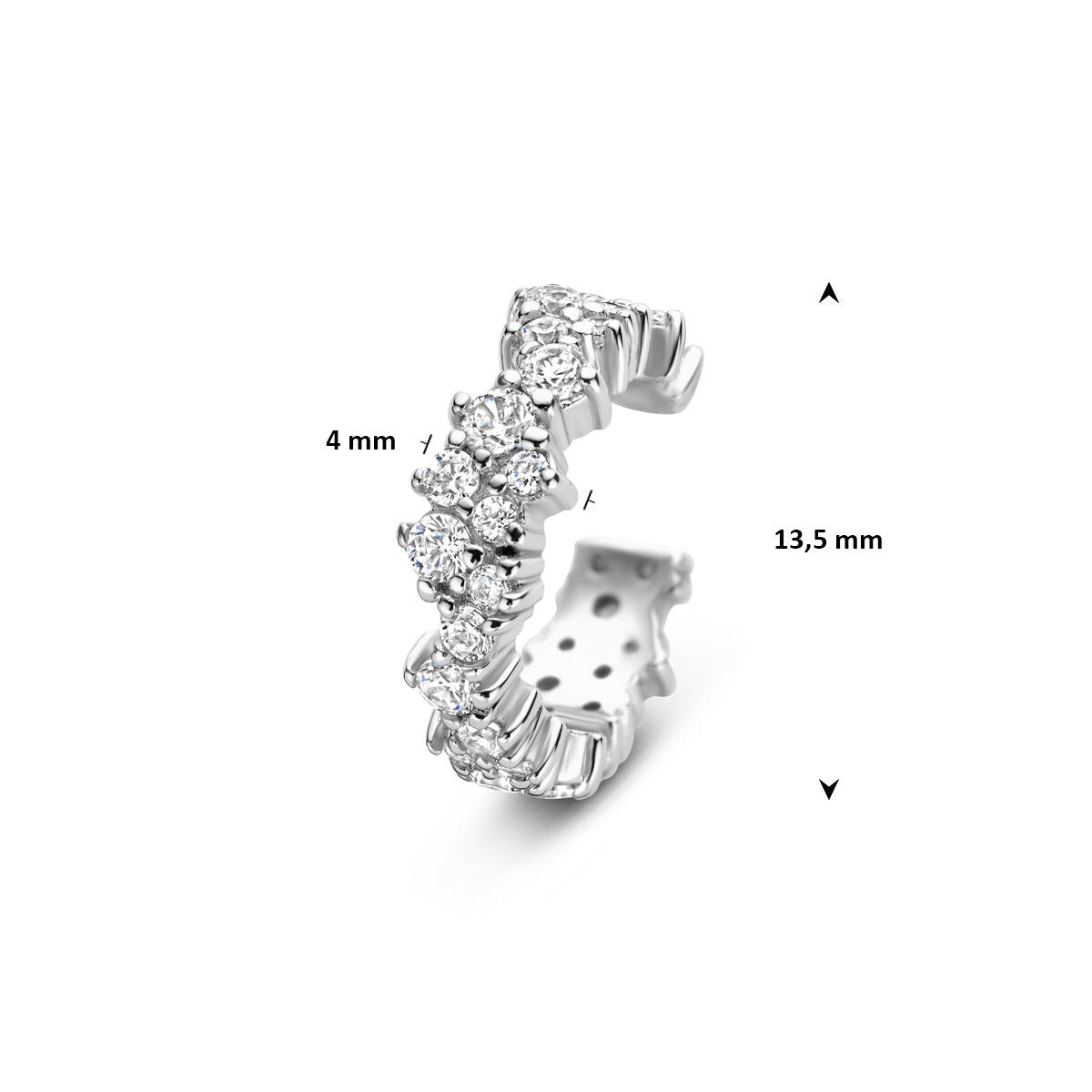Ear cuff in argento con zircone 925 rodiato