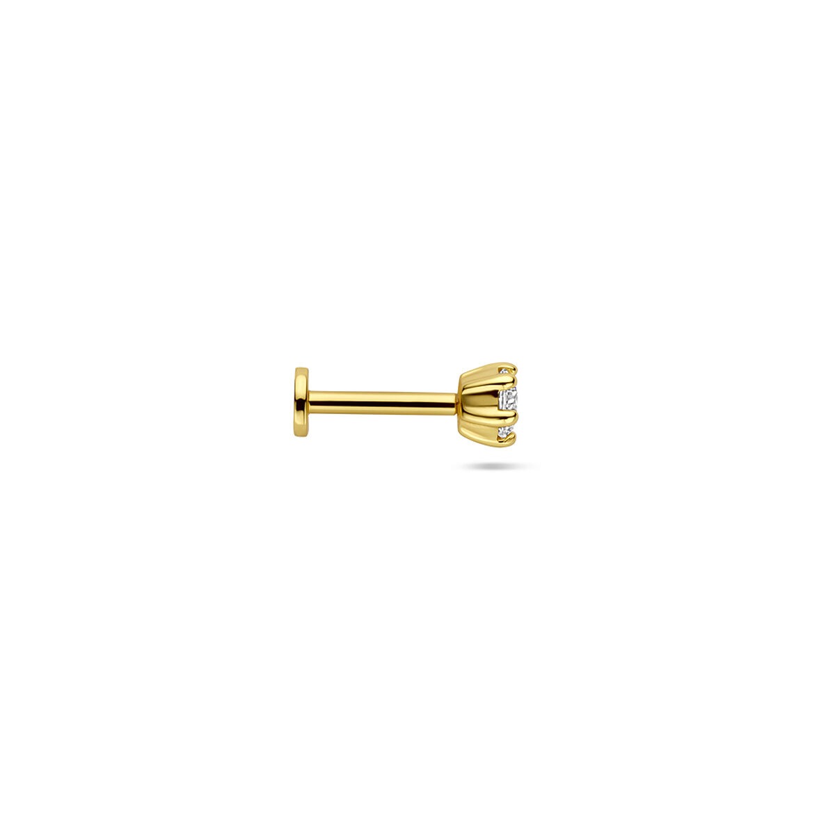 Piercing flat back in argento dorato con zircone 3,5 mm