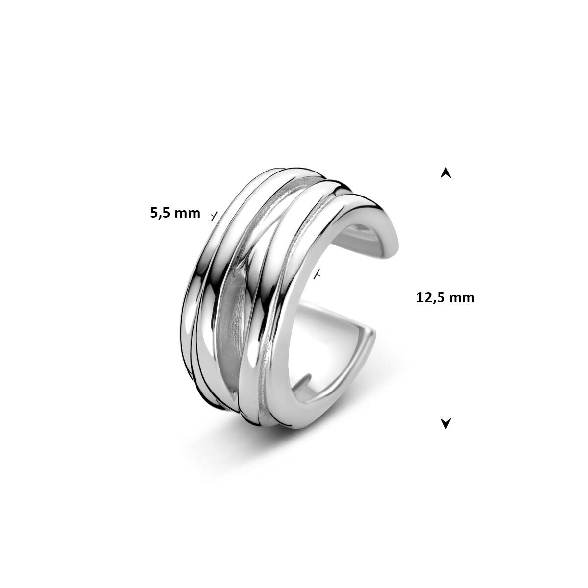 Ear cuff da donna in argento rodiato