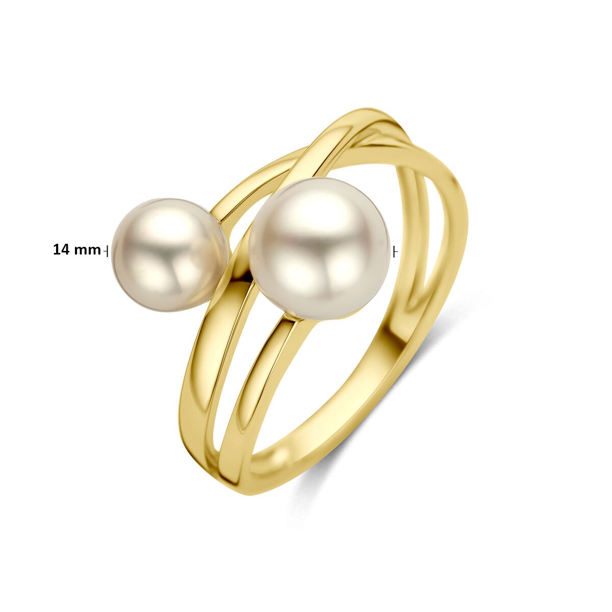 Anello da donna in oro giallo 14k con perle