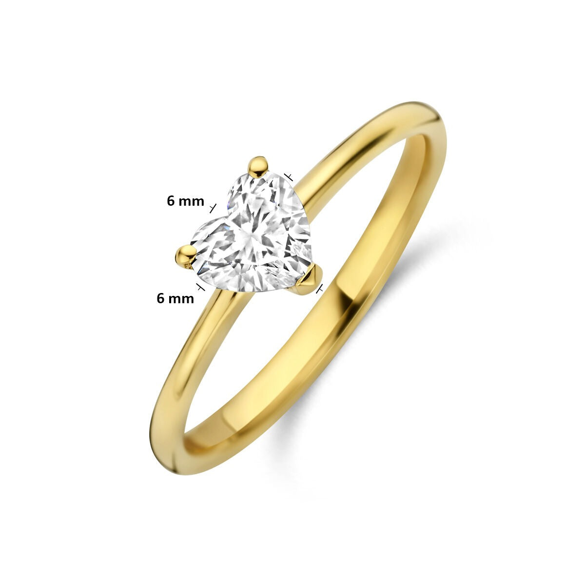 Anello in Oro Giallo 14k con Diamante Coltivato in Laboratorio a Forma di Cuore 0.50ct