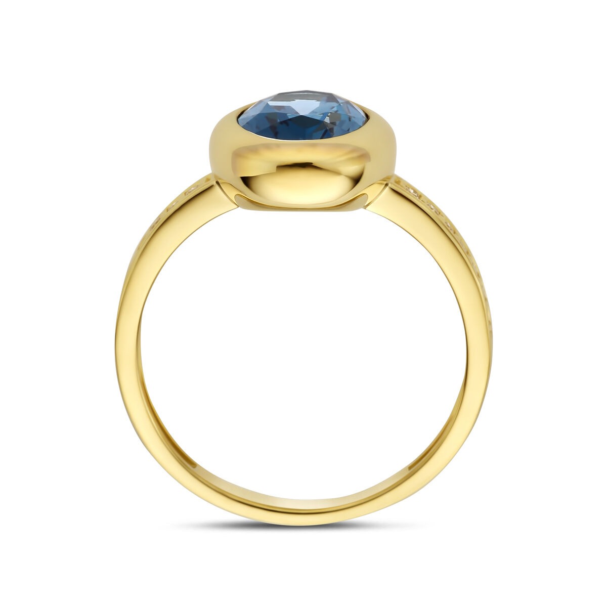 Anello da donna in oro con topazio London Blue e diamante – oro giallo 14k