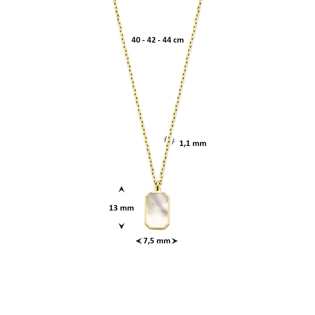 Collana da donna in oro giallo 14k con madreperla
