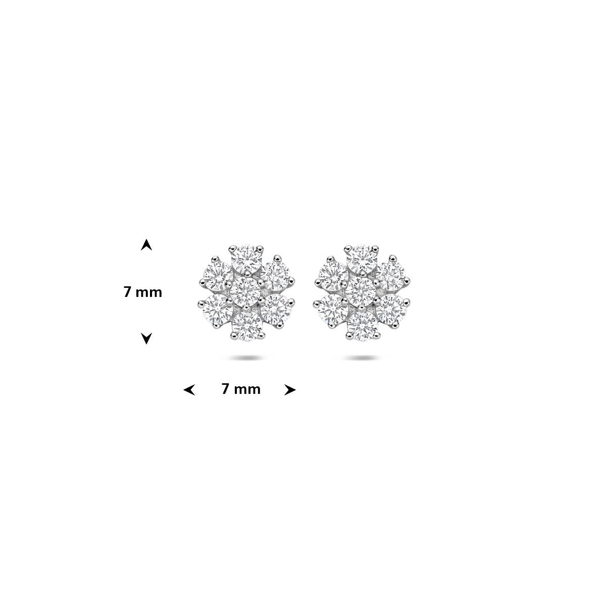 Orecchini a lobo in argento a forma di fiore con zirconi – argento 925 rodiato