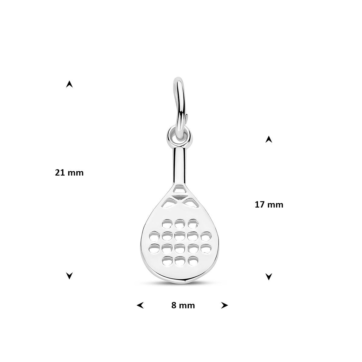 Ciondolo in argento 925 a forma di racchetta da padel