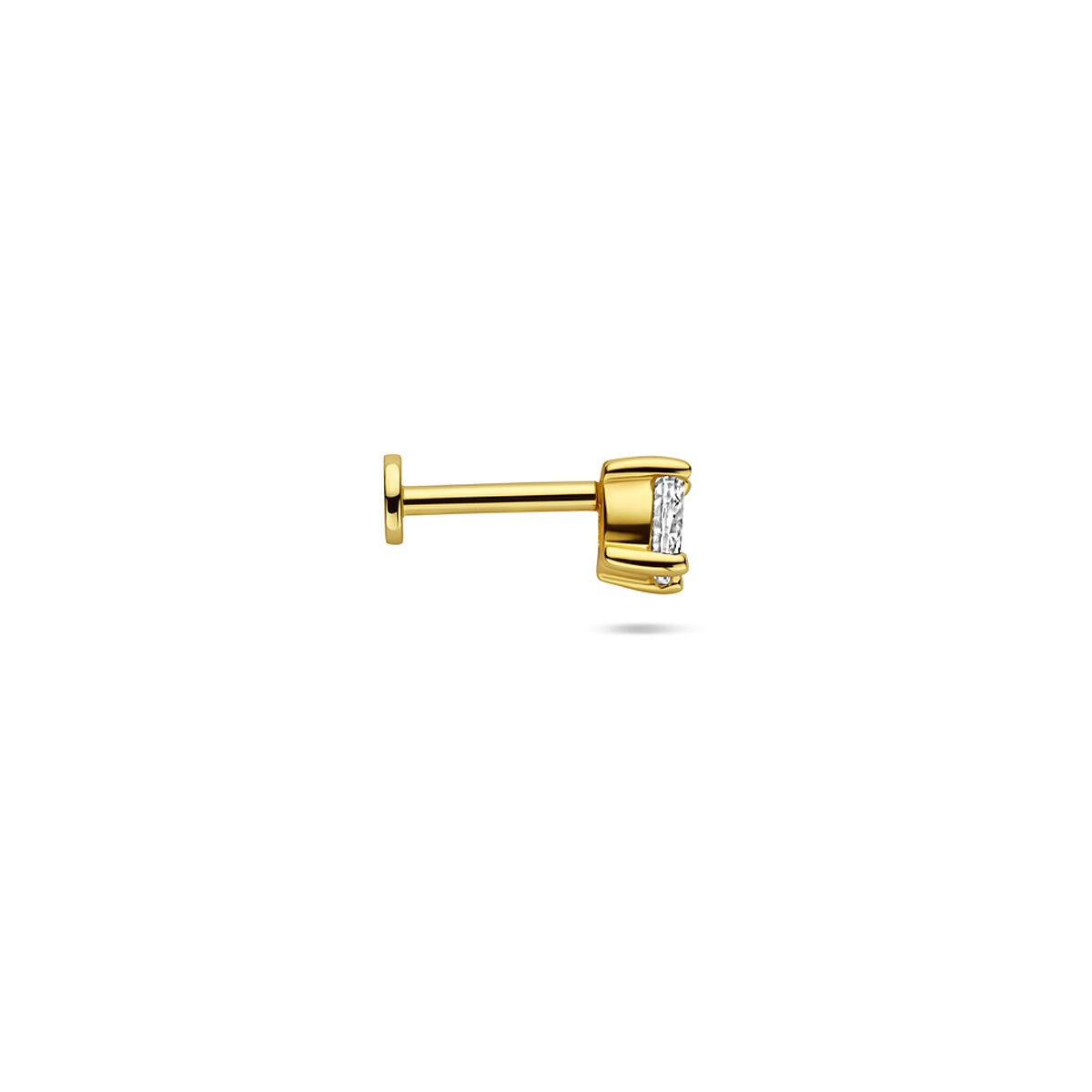 Piercing flat back in argento dorato con zircone ovale - argento 925