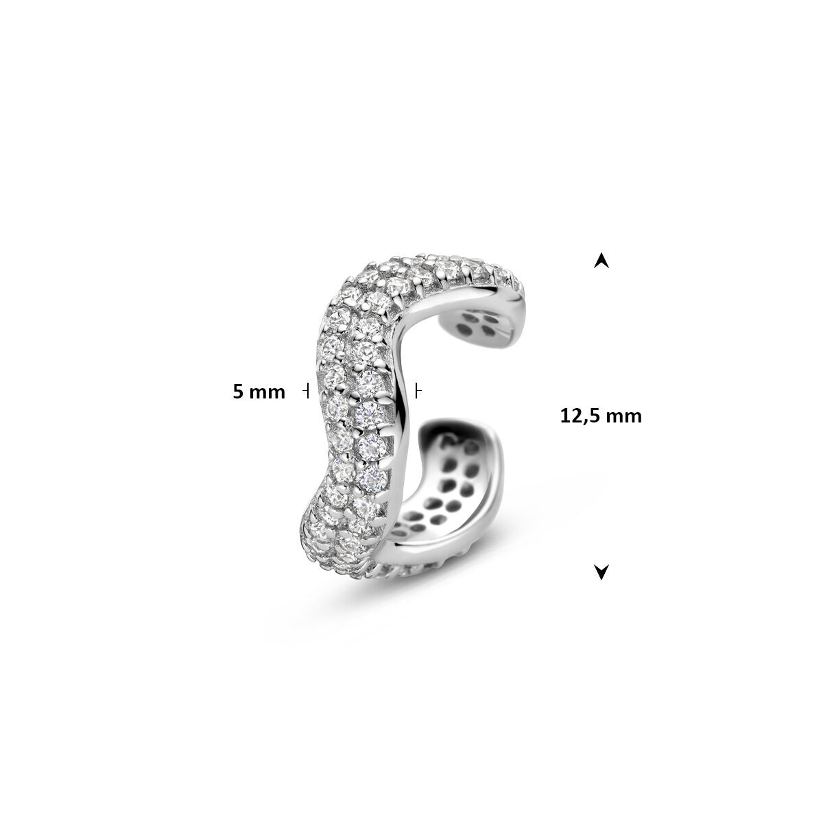 Ear cuff in argento con zirconia pavé 925 rodiato