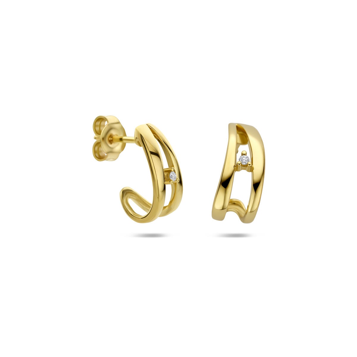 Orecchini a bottone in oro con diamante – oro giallo 14K