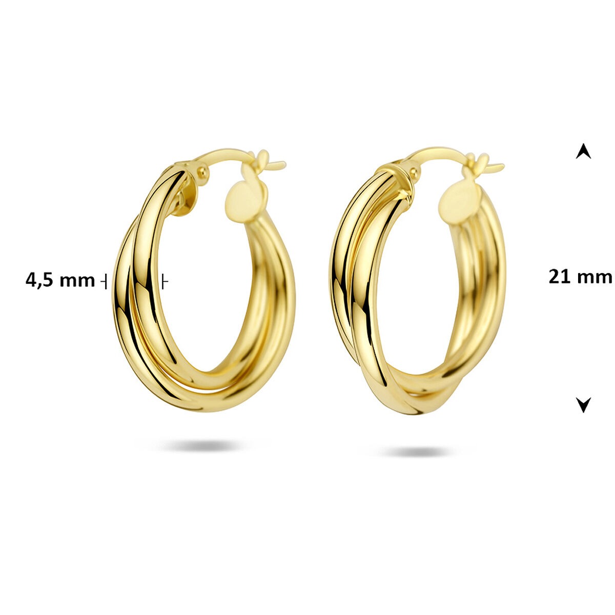 Orecchini a cerchio in oro giallo 14k da donna