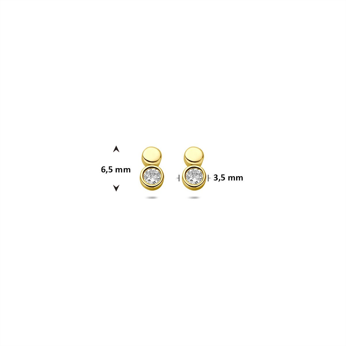 Orecchini a bottone 9k color oro con zirconia