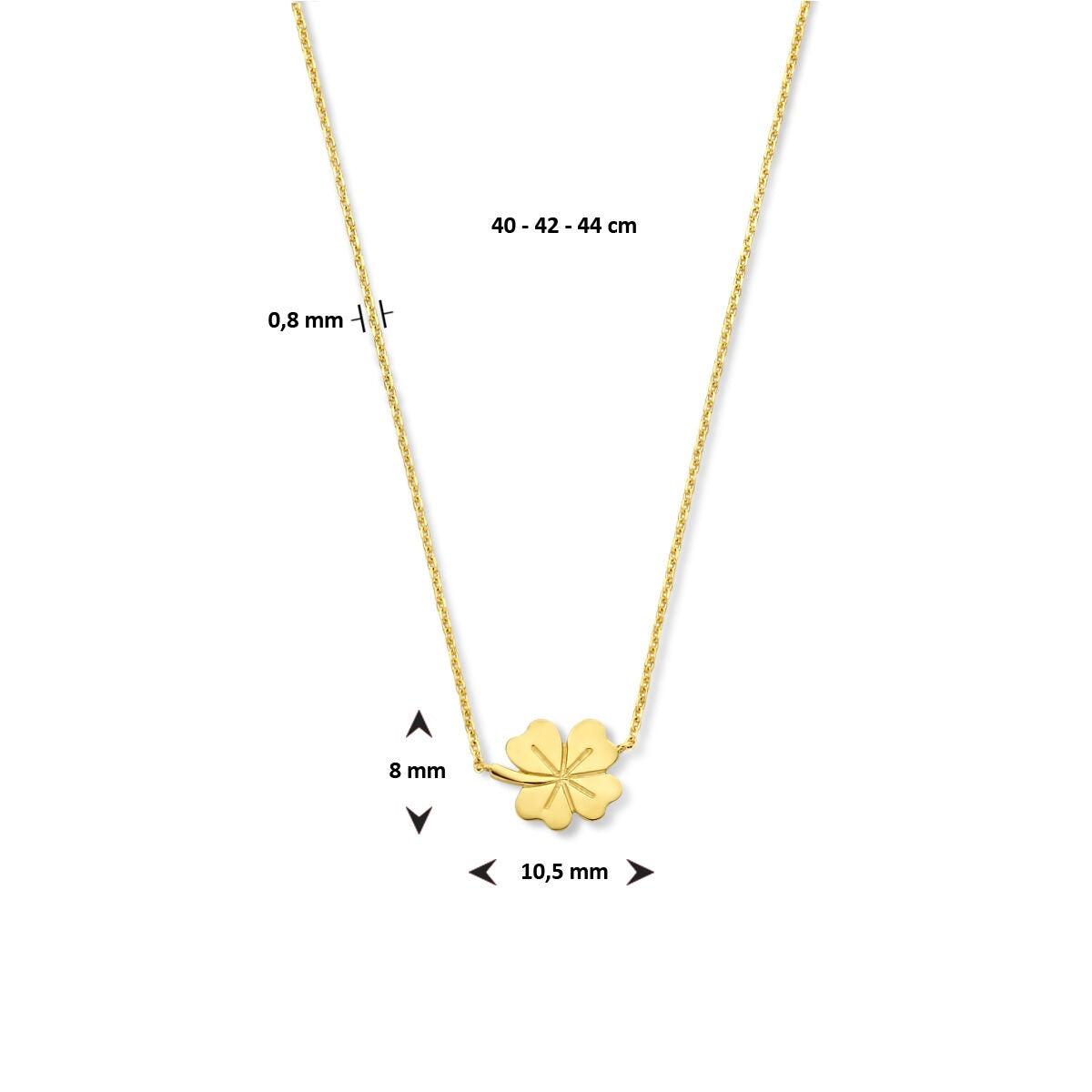 Collana quadrifoglio in oro giallo 9k