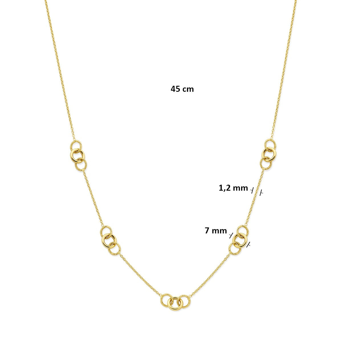 Collana da donna in oro con cerchietti – oro giallo 14k
