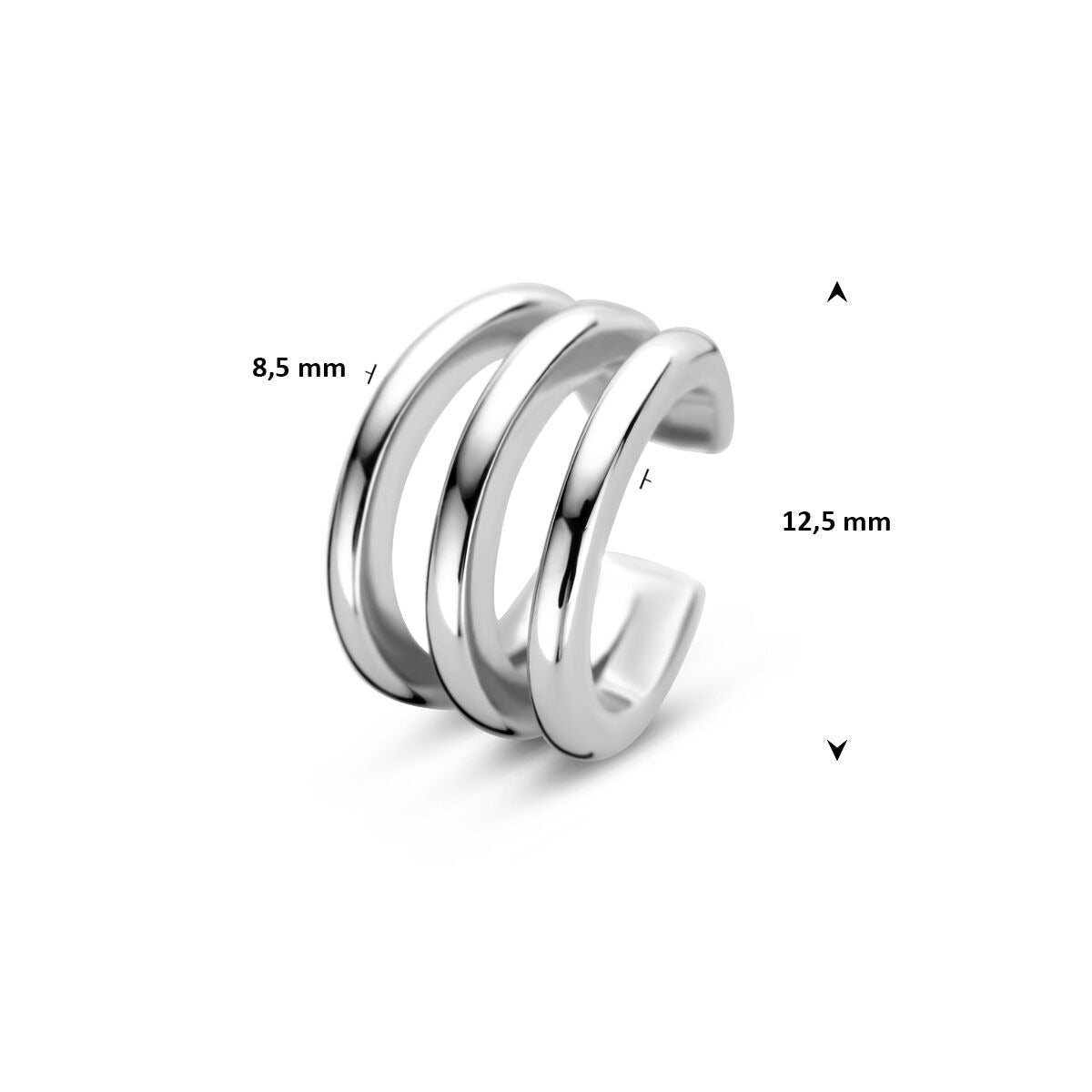 Ear cuff in argento rodiato