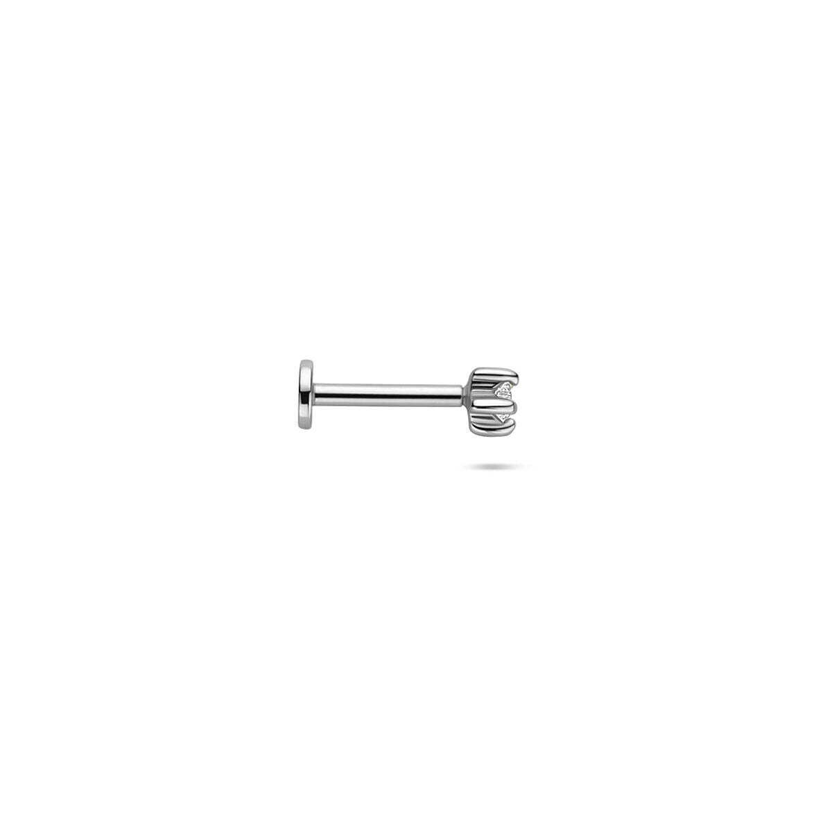 Piercing flat back in argento rodiato con zirconia a forma di stella