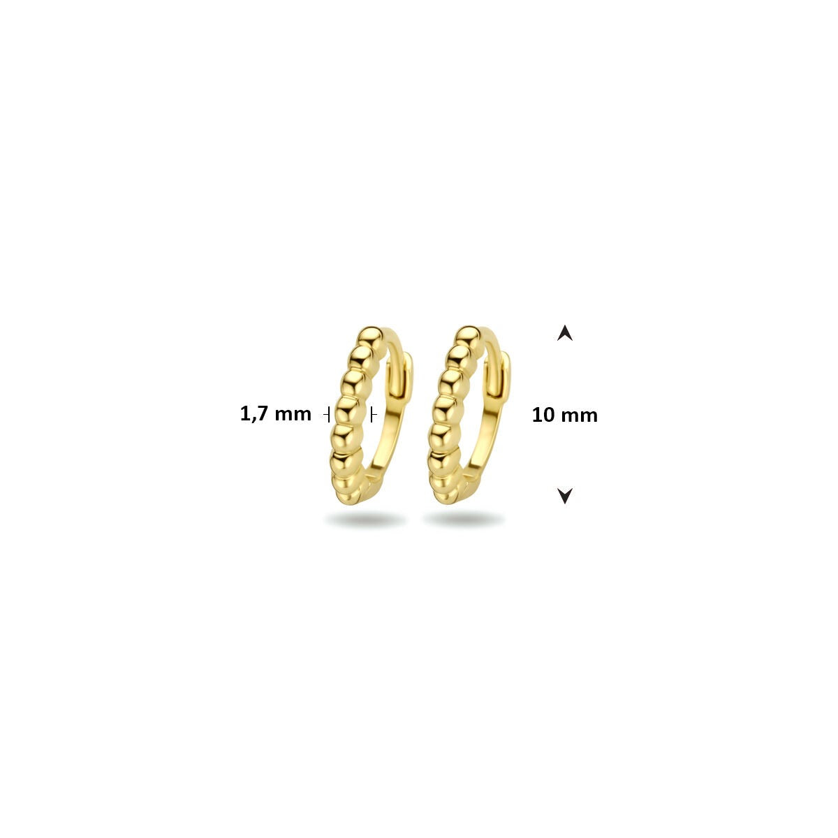 Orecchini a cerchio color oro giallo con palline – 9K