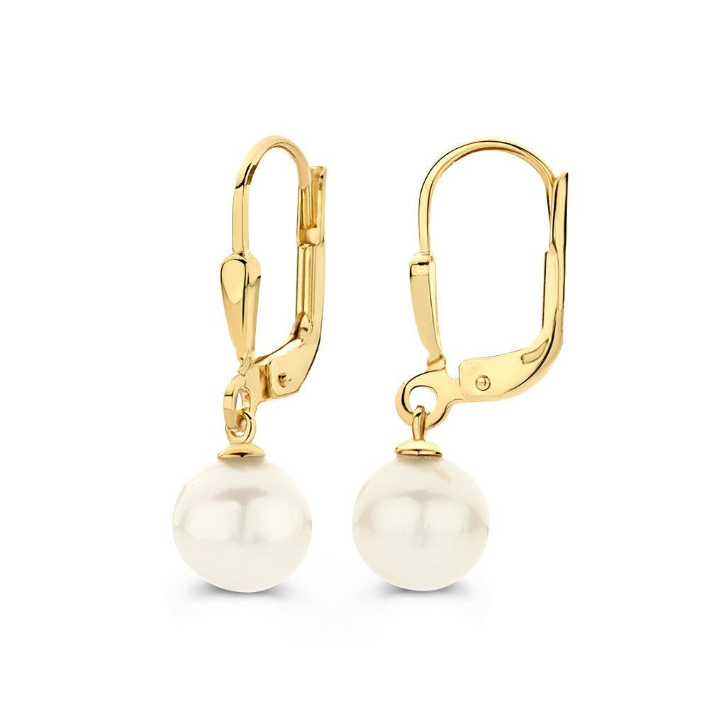 Eleganti orecchini pendenti in oro giallo con perle d'acqua dolce – 14 carati