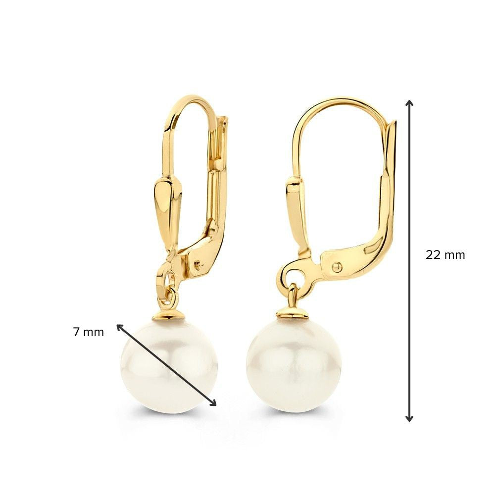 Eleganti orecchini pendenti in oro giallo con perle d'acqua dolce – 14 carati