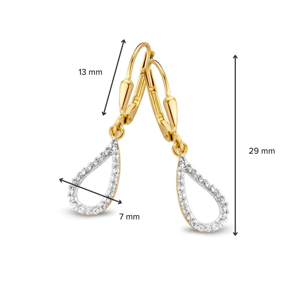 Orecchini a gancio in oro giallo con zirconia – oro 14 carati